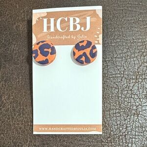Orange and Blue Leopard Print Earrings